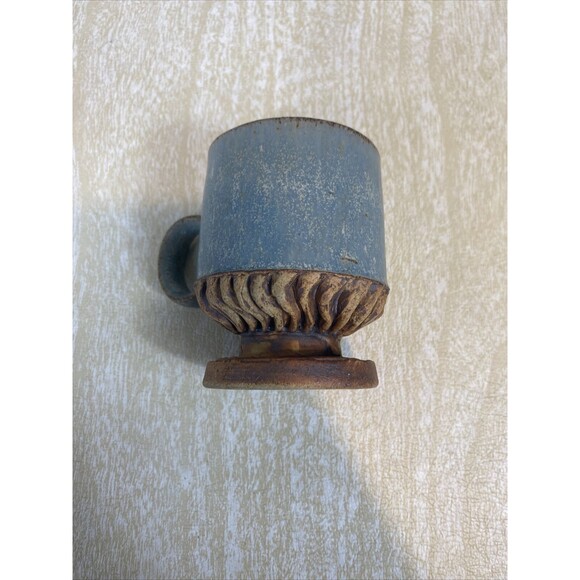 5 Vintage Pottery Coffee Cups / Mugs Unique Design with Wine Glass Style Base - Picture 4 of 16